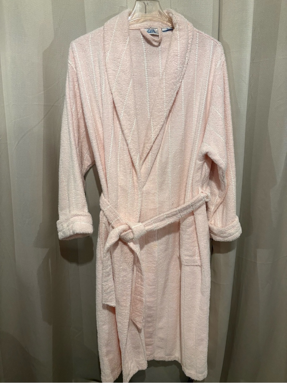 Delicate Spa Soft Pink Women's Terry Cloth Robe with Shawl Collar
